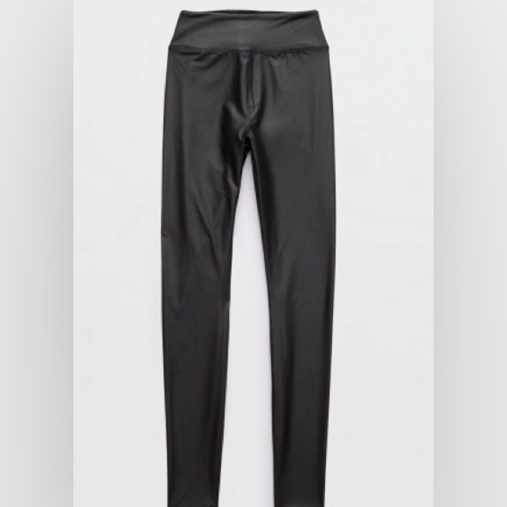 Aerie Black Faux Leather Leggings NEW Size S